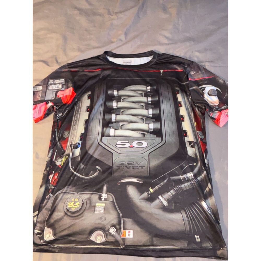 Devin Du T Shirt Men XL Multi Short Sleeve Crew Neck 5.0 Mustang Engine 3D Print